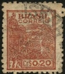 Stamps : America : Brazil :  Máquinaria de recolección de Trigo.