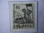 Stamps Switzerland -  Guerrero Moribundo - Representación Histórica.