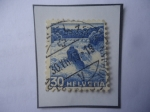 Stamps Switzerland -  Cataratas del Río Rin (Cerca a la Ciudad de Schaffhausen) - Serie: Paisajes 1948