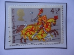 Stamps United Kingdom -  Robert The Bruce (1274-1329) - Guerreros Medievales - Sello de 4,1/2p-Penique Británico, año 1974