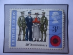 Stamps United Kingdom -  British Legion- 50 Aniversario de la Legión Británica (1921/71)- Militares y Enfermeras