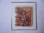 Stamps Poland -  Äguila - Sur de Polonia - Sello de 50 Heller Austro-Húngaro, año 1919
