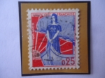 Stamps France -  Marianne - Marianne en el Bote- Sello de 0,25 franco Francés, Año 1960.