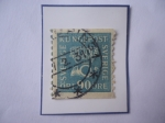 Stamps : Europe : Sweden :  Corneta de Correo y Corona - Sello de 90 Ore Sueco, año 1925.