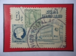 Stamps Cuba -  100 Años de las Antillas Española (1855-1955)-Palacio de Bellas Artes-2 Estampillas dentro de Otra.