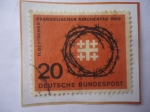 Sellos de Europa - Alemania -  11°Congreso de la Iglesia Protestante Alemana 1963- Emblema del Sínodo y Corona de Púa.