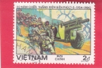 Stamps Vietnam -  Artillería de transportada por soldados