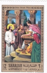 Stamps United Arab Emirates -  Jesús delante de Pilatos