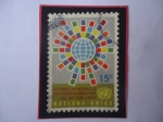 Sellos de America - ONU -  ONU-Ny-Nations Unies-Símbolo del Mundo-Confederación Mundial-Sello de 15 Céntimos, del año 1966.