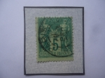 Stamps France -  Paz y Comercio (Tipo Sabio)-Sello de 5 Céntimos Francés, año 1899.