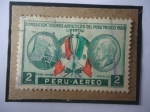 Sellos de America - Per -  Exposición Tesoros Artísticos del Perú-México,1960- Tupac Amaru (1753-1838) Sacerdote  Miguel Hidalg