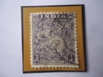 Stamps India -  Ajanta panel - Sello de 3 paisa Indio, año 1949-Serie: Templos y Monumentos.