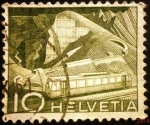 Stamps Switzerland -  Paisajes y Tecnología. Mountain Railway at Rocher de Naye