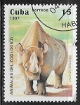 Sellos de America - Cuba -  Animales de zoologico - Rinoceronte