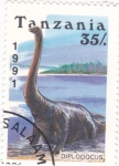 Sellos de Africa - Tanzania -  Fauna prehistórica- DIPLODOCUS