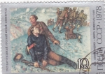 Stamps : Europe : Russia :  PINTURA-Muerte del Comisario, Kuzma Petrov-Vodkin (1928)