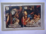 Stamps Venezuela -  Navidad 1974- Adoración de los Pastores- Oleo del Pintor Español June Batista Mayno (1649-1713)