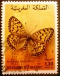 Sellos del Mundo : Africa : Marruecos : Mariposa.  M. aglaja lyauteyi 