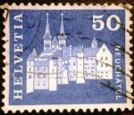 Stamps : Europe : Switzerland :  Edificios. Castle and Collegiate Abbey Church, Neuchatel