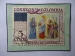 Stamps Colombia -  Virgen de Chiquinquirá- patrona de Colombia- Sello Sobrestampado- Correo Ordinario