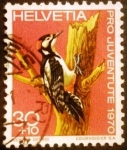 Stamps : Europe : Switzerland :  Eurasian Blue Tit (Parus caeruleus). Pro juventud 