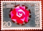 Stamps : Europe : Switzerland :  Ayuda a la Organización “Niños del mundo”. Stylized rose
