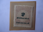 Stamps Germany -  Alemania Reino- Valor en Millones-Serie Inflación-2 Millardos (2.000.000.000) Año 1923