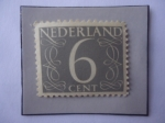 Stamps Netherlands -  Numeral - Serie: Numeral 1946/57 - Serie: Tipo Van Krimpon, Sello de 6 Céntimos Holandés, año 1954