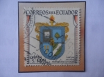 Stamps Ecuador -  Salcedo - Escudo de Armas Cantón Salcedo  provincia de Cotopaxi - Sello de 1,00 Sucre Ecuatoriano.