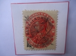 Stamps Venezuela -  Simón Bolívar- Serie: Insrtrucción- Resellado año 1900- Valor 3 Cénts. de Bolivares.