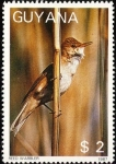 Stamps : America : Guyana :  Flora y fauna, Curruca común (Acrocephalus scirpaceus)