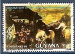Sellos del Mundo : America : Guyana : Navidad de 1988, Adoración de los Magos, por Tiziano
