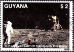 Sellos de America - Guyana -  20 aniversario del primer hombre en la luna, Astronauta en la luna