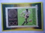 Sellos de America - Uruguay -  Fútbol de Playa - Juegos Olímpicos de Verano - México 1968 - Emblema de los Juegos