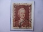 Stamps Argentina -  Eva Perón (1919-1952)-(También llamada:Eva María Duarte  de Perón)-Sello 5 m$n peso nacional argenti