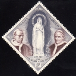 Stamps Monaco -  Centenario aparicion de la Virgen de Lourdes-1958