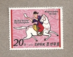 Stamps North Korea -  Caballeros de la dinastía Koguryo, siglo V