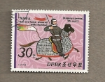 Stamps North Korea -  Caballeros de la dinastía Koguryo, siglo V