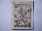 Sellos de America - Argentina -  Monte Fitz Roy (3375Mts.) - Glaciares-Sello de 20 m$n Peso nacional argentino, año1955.