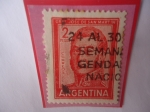 Sellos de America - Argentina -  General José de San Martín (17778-1850)- Serie:Oficial- Sello sobreimpreso, de 2 m$n pesos.