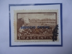 Stamps Argentina -  Ganadería-Rancho Ganadero-Sobreimpresión en Tinta Azul: 