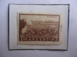 Stamps Argentina -  Ganadería-Rancho Ganadero- Sello de 1 m$n Peso Nacional Ar. Año 1958