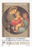 Sellos de Europa - Hungr�a -  PINTURA- RAFFAELLO- La Virgen y el Niño Jesús