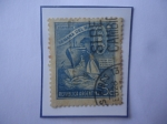 Stamps Argentina -  Semana del Mar- 2 Barcos y Velero- Sello de 5 Ct. año 1944- 