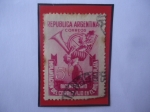 Stamps Argentina -  Implantación del Correo Fijo en el Río de la Plata- Bicentenario- Sello de 5 Ctvs. Año 1948