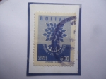 Stamps : America : Bolivia :  Año Mundial de los Refugiados- Emblema- Sello de 600 Bolivianos de Bolivia, año 1960