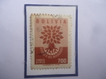 Stamps : America : Bolivia :  Año Mundial de los Refugiados- Emblema- Sello de 700 Bolivianos de Bolivia, año 1960