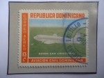 Sellos de America - Rep Dominicana -  Avión San Cristóbal-Aviación Civil Dominicana- Sello de 13 Ctvs. Año 1960. 