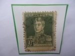 Stamps Argentina -  José Fco. de San Martín (1778-1850)-Serie:Gen.San Martín- Sello sin PUNTO al final de su Valor.-1924