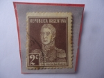 Stamps Argentina -  José Fco. de San Martín (1778-1850)-Serie:Gen. San Martín- Sello sin PUNTO al final de su Valor. 2Ct